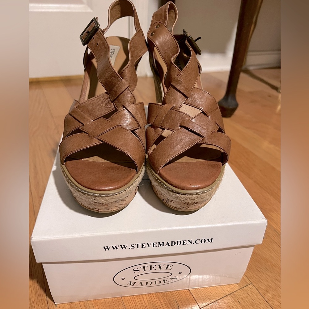 Steve Madden Wedges, cognac, 8.5